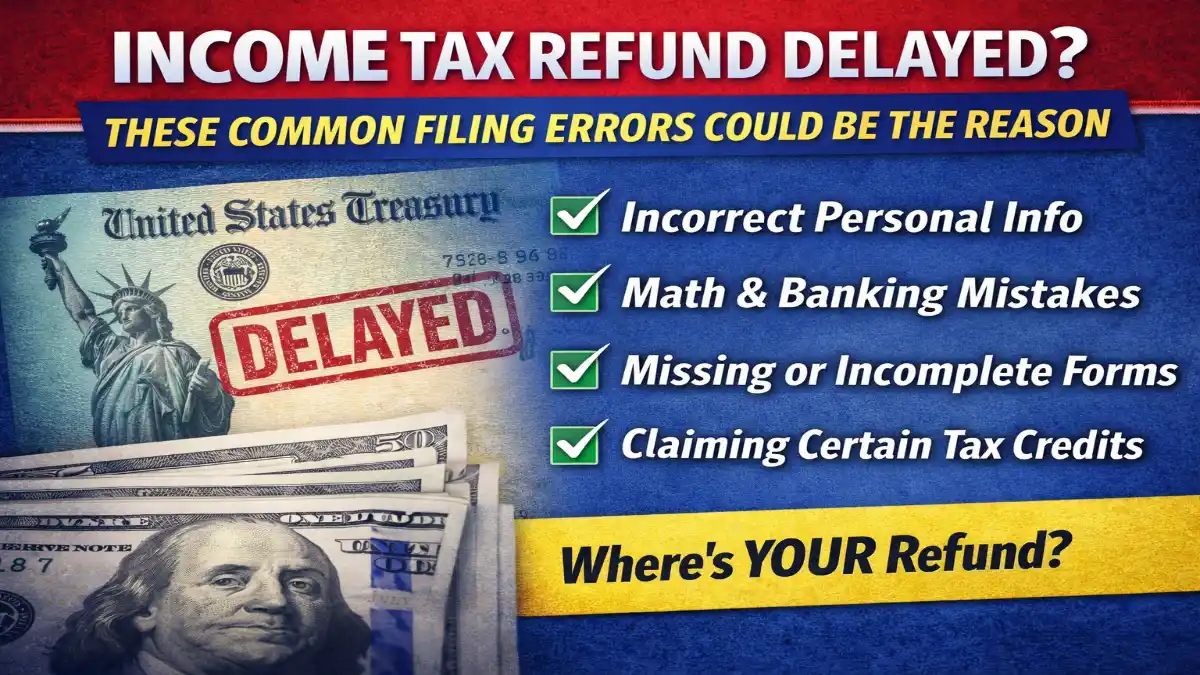 income tax refund delayed, IRS refund delay reasons, tax filing errors 2026, common tax return mistakes, IRS refund processing time, why is my tax refund late, IRS Where’s My Refund tool, direct deposit tax refund delay, tax return discrepancies, IRS refund status check, filing mistakes that delay refund, income tax refund problems, federal tax refund update 2026, identity verification IRS delay, tax season refund issues